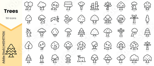 Set of trees Icons. Simple line art style icons pack. Vector illustration