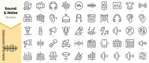 Set of sound and noise Icons. Simple line art style icons pack. Vector illustration photo