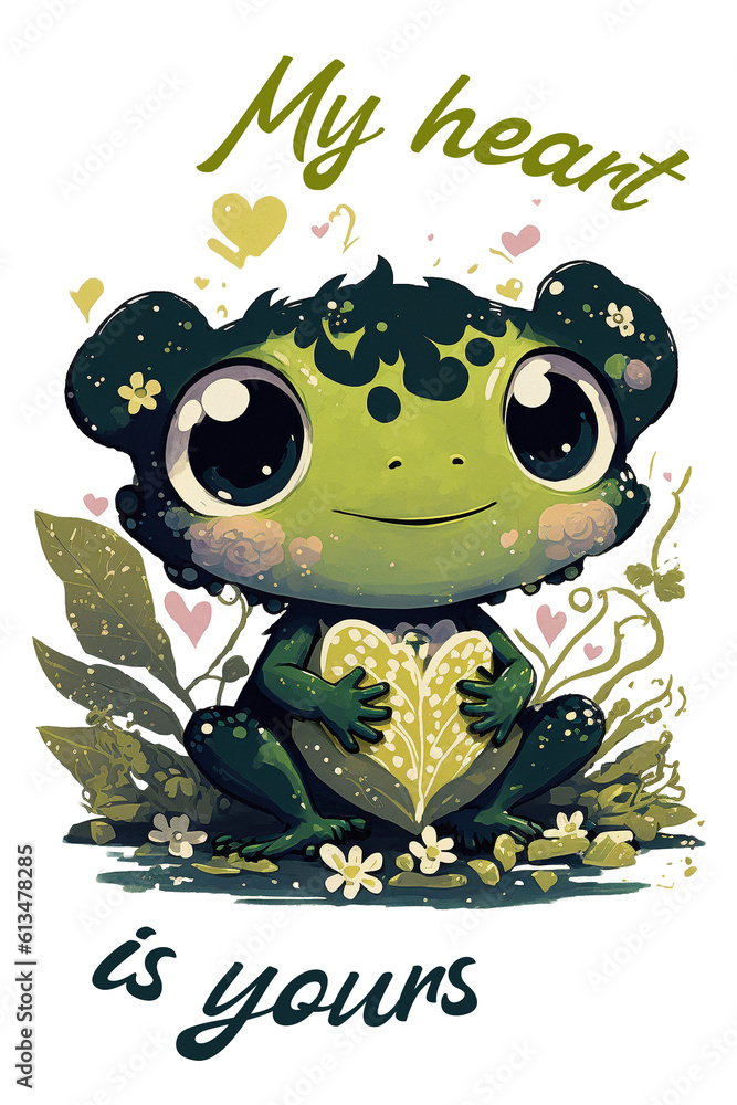 Fototapeta premium Watercolor Frog Clipart Created with Generative AI Tools