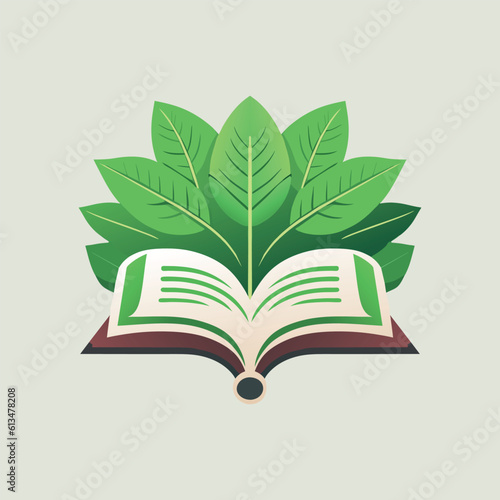 Book with leaves. Vector illustration