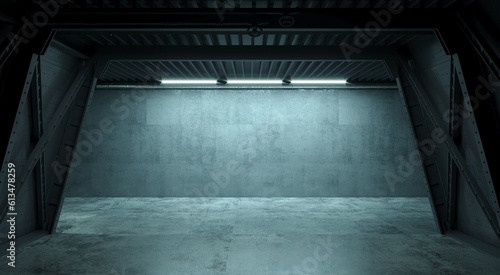 Underground bunker or subway station or factory