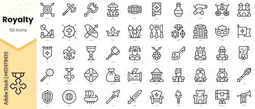 Set of royalty Icons. Simple line art style icons pack. Vector illustration
