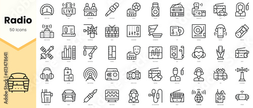 Set of radio Icons. Simple line art style icons pack. Vector illustration