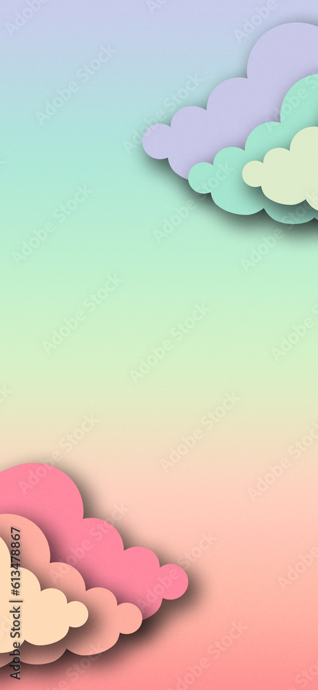 Mobile phone background concept with clouds pastel colors