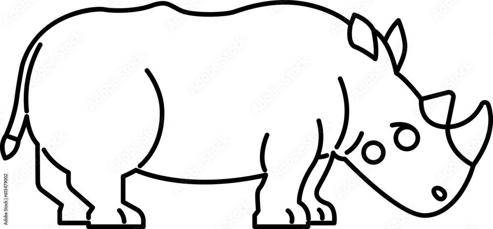 Fototapeta premium rhinoceros animal zoo outline drawing 