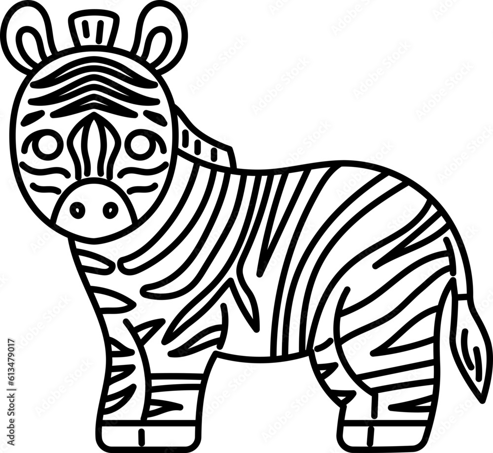 Fototapeta premium zebra animal zoo outline drawing