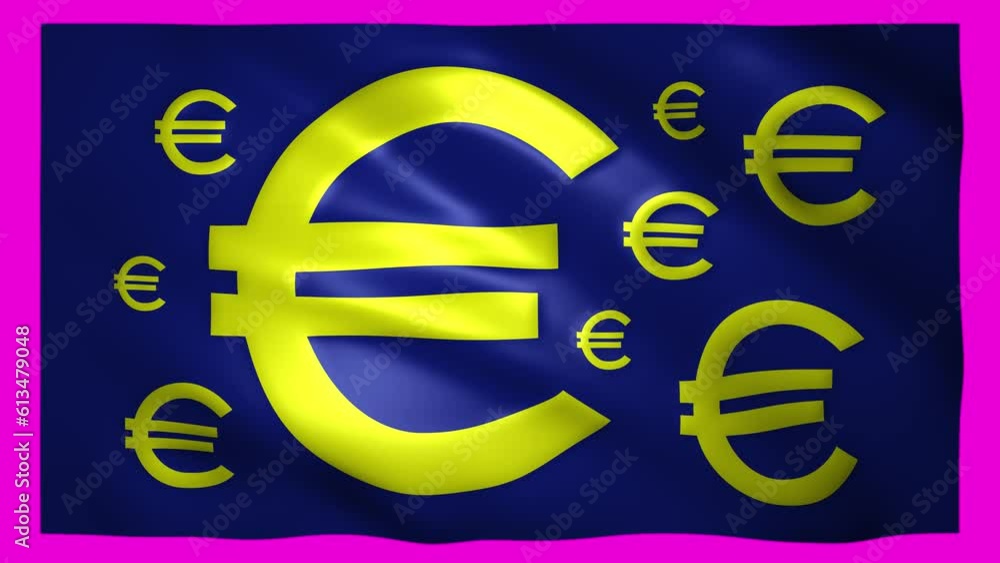 Euro symbol moves on the flag on green screen for chroma key Euro symbol moves on the flag on green screen for chroma key