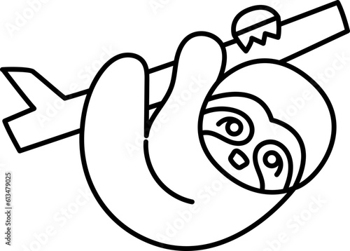 sloth animal zoo outline drawing 