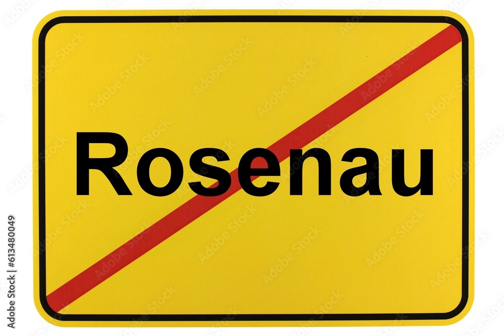 Illustration eines Ortsschildes der Gemeinde Rosenau in Brandenburg Illustration eines Ortsschildes der Gemeinde Rosenau in Brandenburg