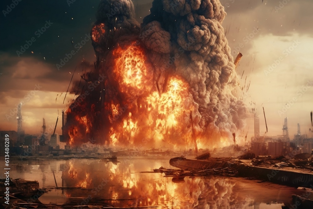 Apocalyptic epic scene depicting the end of the world, Generative Ai