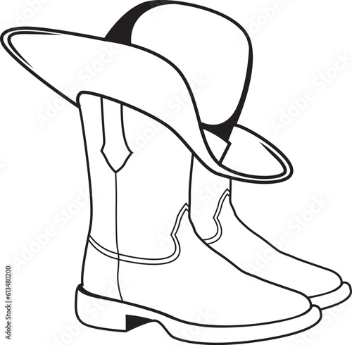 Cowboy hat and boot illustration