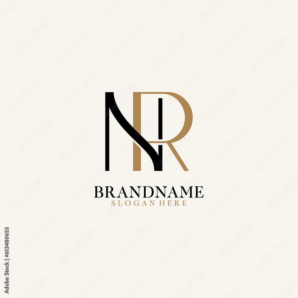 Luxury typography initial NR logo monogram vector design