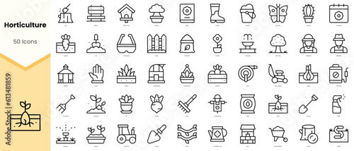 Set of horticulture Icons. Simple line art style icons pack. Vector illustration