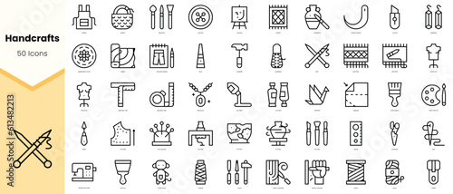 Set of handcrafts Icons. Simple line art style icons pack. Vector illustration photo