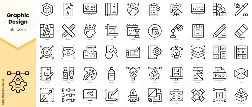 Set of graphic design Icons. Simple line art style icons pack. Vector ...
