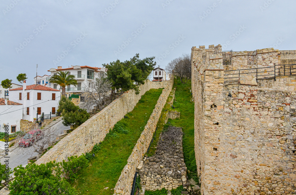 walls and ditch of Cesme castle (Izmir province, Turkey)
