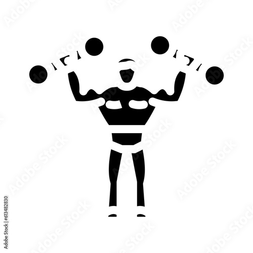 circus strongman carnival show glyph icon vector. circus strongman carnival show sign. isolated symbol illustration