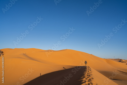 view in the Sahara desert of Tadrart rouge tassili najer in Djanet City   Algeria.colorful orange sand  rocky mountains