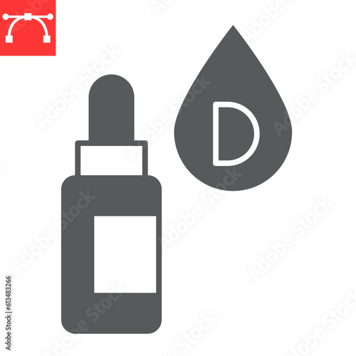 Vitamins drops D3 glyph icon, supplements and health, vitamin D3 in drops vector icon, vector graphics, editable stroke solid sign, eps 10.