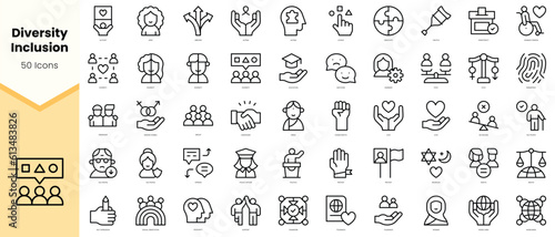 Set of diversity inclusion Icons. Simple line art style icons pack. Vector illustration