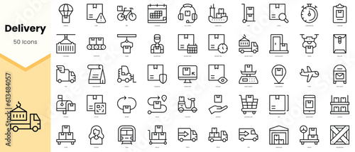 Set of delivery Icons. Simple line art style icons pack. Vector illustration