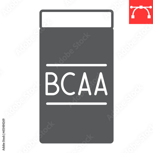 BCAA glyph icon, supplements and health, amino acids vector icon, vector graphics, editable stroke solid sign, eps 10.