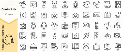 Set of contact us Icons. Simple line art style icons pack. Vector illustration