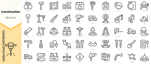 Set of construction Icons. Simple line art style icons pack. Vector illustration