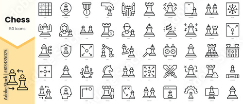 Print op canvas Set of chess Icons