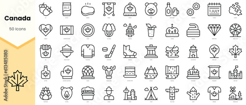 Set of canada Icons. Simple line art style icons pack. Vector illustration