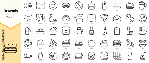 Set of brunch Icons. Simple line art style icons pack. Vector illustration