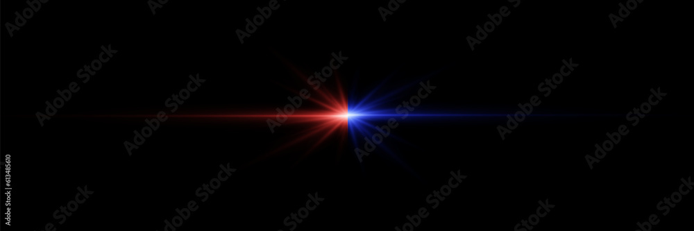 Abstract two color power lights flare. On a black background.