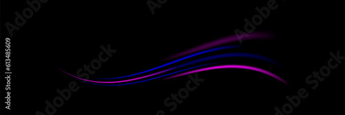 Glowing shiny lines effect vector background. Glowing blue speed lines. Light glowing effect. Abstract lines of motion. On a black background.