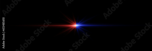 Abstract two color power lights flare. On a black background.