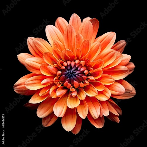 A Burst of Orange Beauty  Yellow Daisy Bloom on Isolated Black Background Art Design Illustration  Generative AI