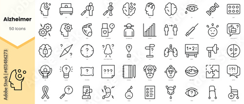 Set of alzheimer Icons. Simple line art style icons pack. Vector illustration photo