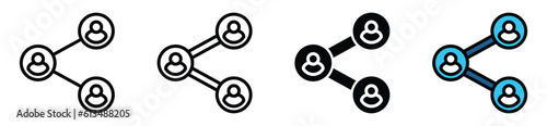 Share icon button set. Social media communication, sharing, connect, network icon symbol in line and flat style on white background with editable stroke for apps and websites. Vector illustration