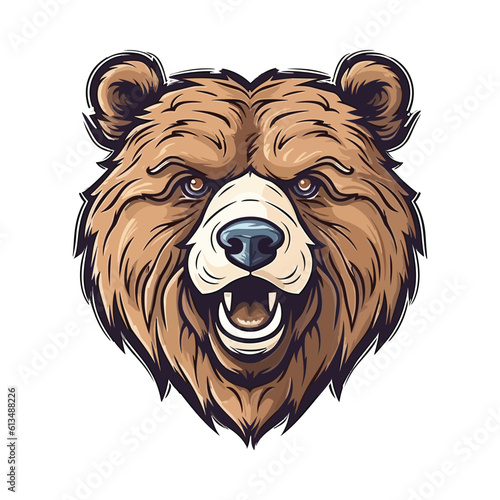Bear head mascot. Logo design. Illustration for printing on t-shirts.