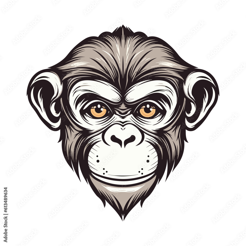 Fototapeta premium Monkey head mascot. Logo design. Illustration for printing on t-shirts.