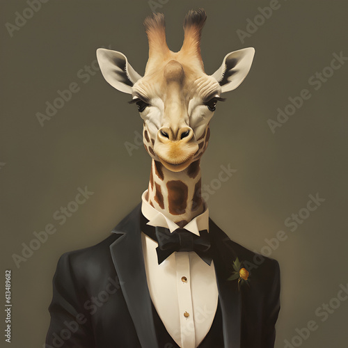 giraffe in a tuxedo