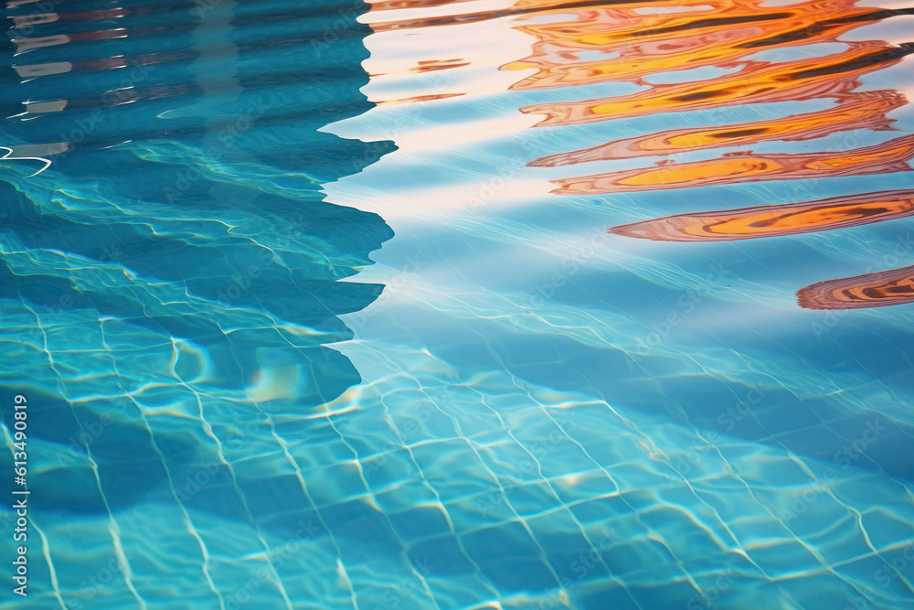 water texture and reflections on swimming pool with ripples. generative ai