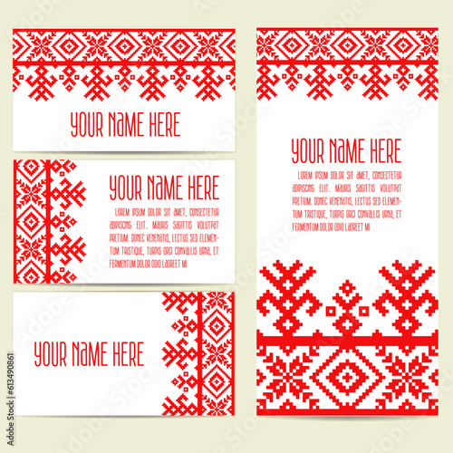 Fotografie Brochure, business cards, invitation card with national, ethnic ornament
