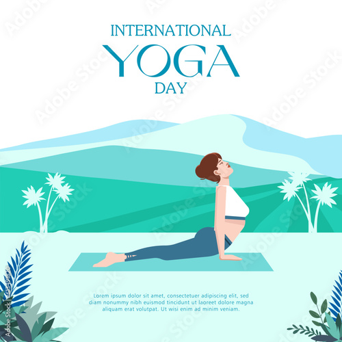 International Yoga day 21 june social media post Yoga Colorful Fitness Concept. Vector illustration