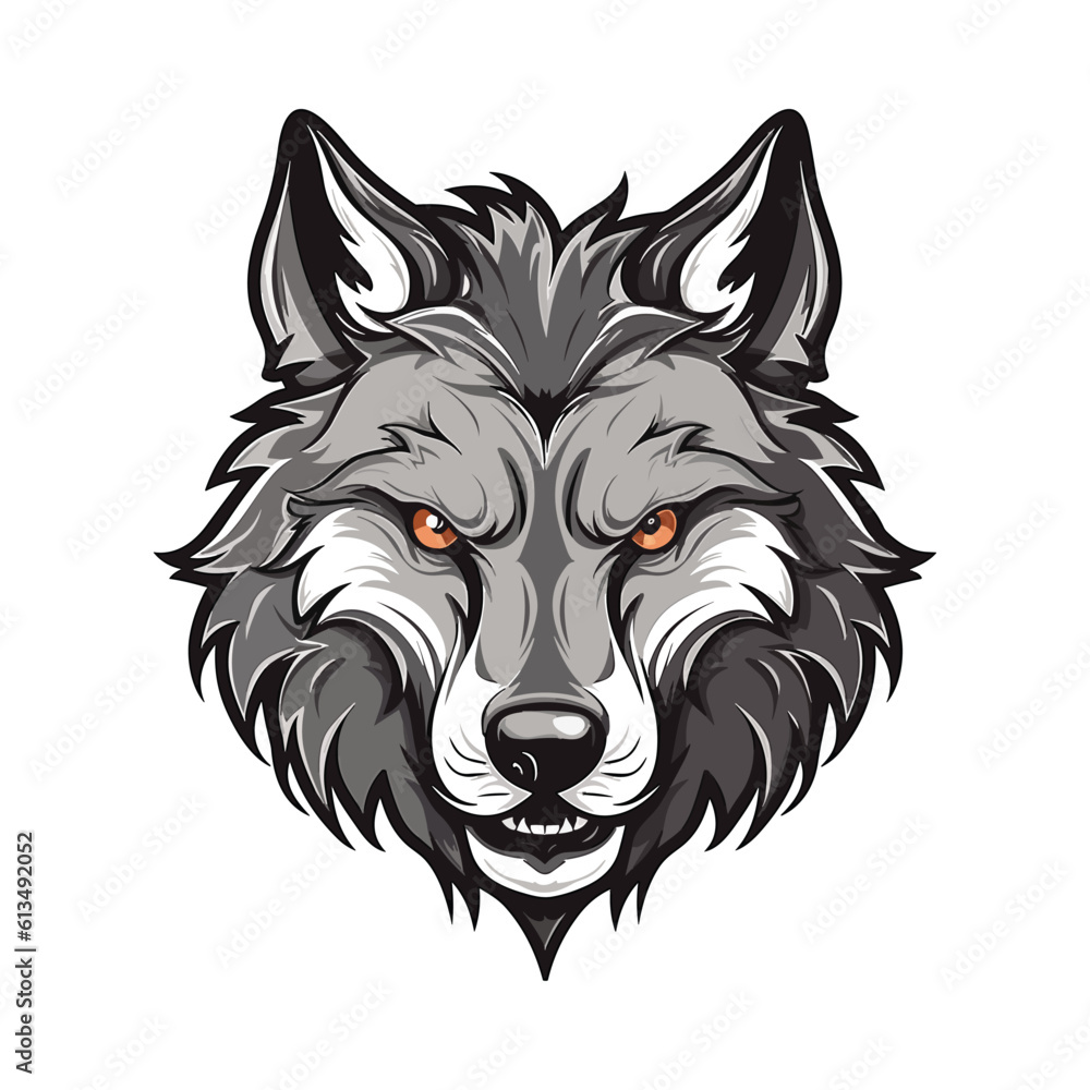 Fototapeta premium Wolf head mascot. Logo design. Illustration for printing on t-shirts.