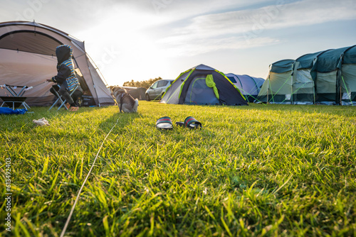 Tents at camping site in england uk