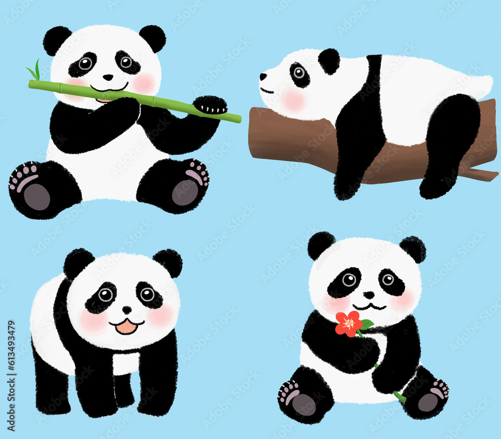 Cute panda illustration in various movements Cute panda illustration in various movements