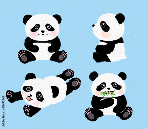 Fototapeta Naklejka Na Ścianę i Meble -  Cute panda illustration in various movements