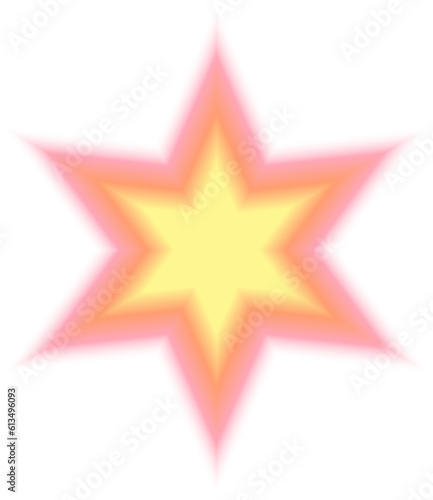 Gradient blur yellow star shape in pastel color, y2k style element for social post, banner, poster, png isolated on transparent background.