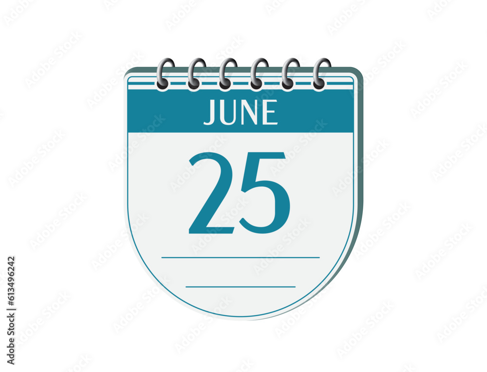25 june round retro calendar page vector. 3d one day calendar, date appointment, business planner, event reminder illustration. Abstract three dimensional daily date calendar. 25 june round retro calendar page vector. 3d one day calendar, date appointment, business planner, event reminder illustration. Abstract three dimensional daily date calendar.