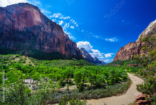 Zion National Park. Zion National Park is administered by the National Park Service and was established by an act of Congress in 1919.